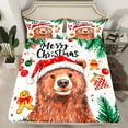 thumbnail image 2 of jejeloiu Kawaii Xmas Bear Twin Sheet Sets,Cute Cartoon Gingerbread Man Twin Fitted Sheet,Happy New Year Flat Sheet For Kids Girl,Super Cozy Room Decor,3-Piece, 2 of 7