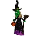 thumbnail image 3 of Northlight LED Lighted Witch with Broom Outdoor Halloween Decoration - 39"  - Clear Lights, 3 of 6