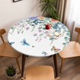 thumbnail image 5 of Flower Butterfly Elastic Fitted Round Table Cover Eucalyptus Leaves Waterproof Outdoor Tablecloth for Holiday Party, Picnic, Patio & Dining Fits Tables Up to 36"-44", 5 of 8
