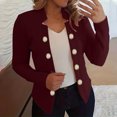 thumbnail image 3 of ICHUANYI Women's Long Sleeve Solid Coat Open Front Lightweight Work Office Blazer Jackets Short Slim Tops, 3 of 5
