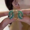 thumbnail image 4 of QIQUWOHUL Groene Verfraaide Gesp Oorbellen New Geometric Green Broken Exquisite Earrings Light High End Earrings Cold Earrings Flat Back Stud Earrings, 4 of 9