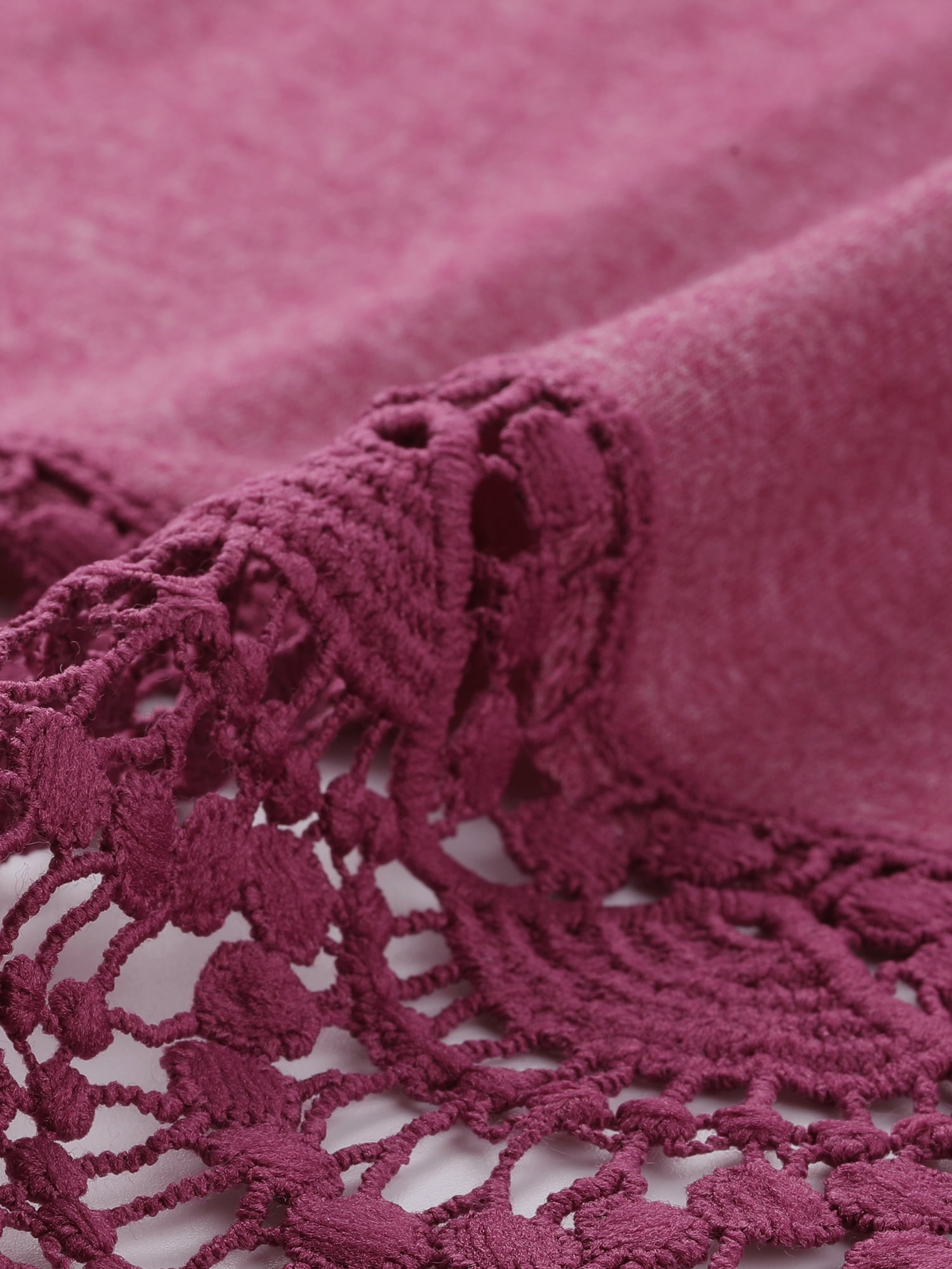 DARING DIVA  Women's Plus Square Neck Lace Hem Blouse 4X Fuchsia