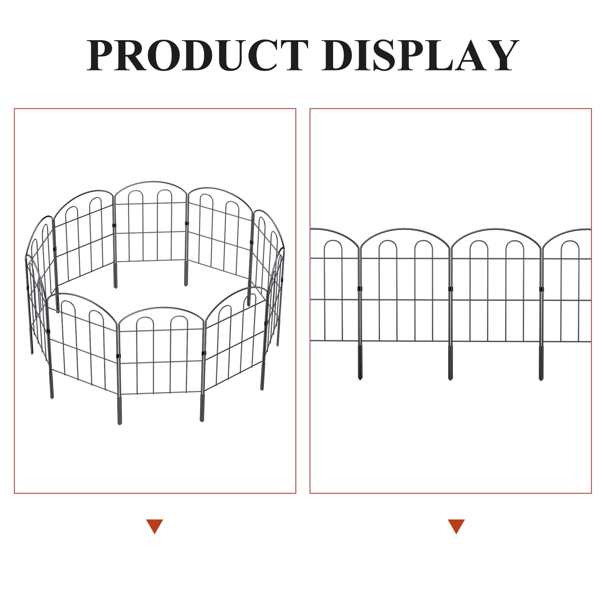 20-Pack Double-Arched Window Garden Fence 21.65FT Total Length, 24in×13in Black Metal Decorative Animal Barrier for Yard Patio Flower Bed