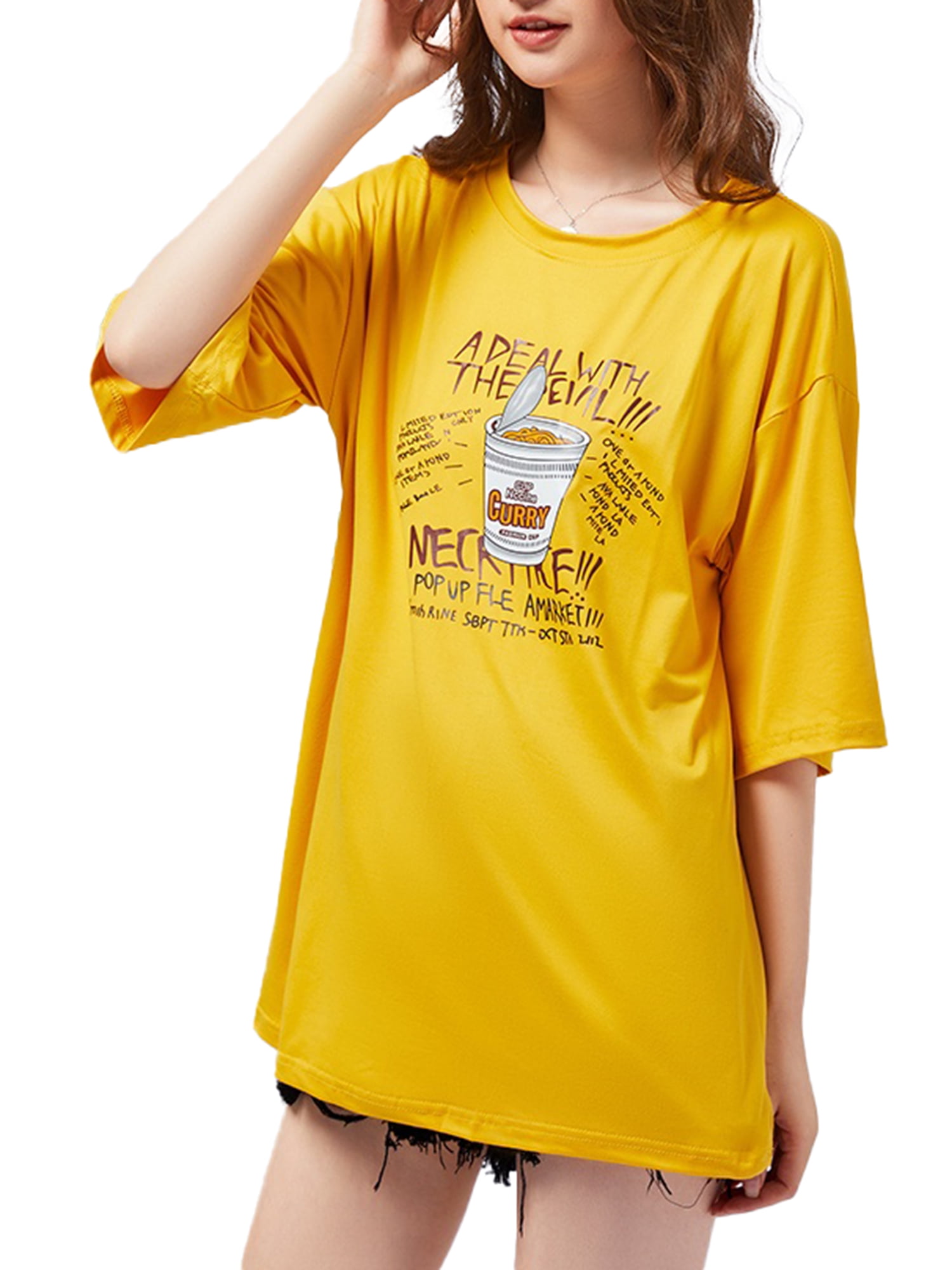  Yellow Woman Fall Summer V Neck T Shirt Casual Half Short  Sleeve Graphic Top T Shirt for Women 2022 Fashion E4 XL : Ropa, Zapatos y  Joyería