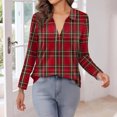 thumbnail image 5 of Women's Fashion Athleisure Long-Sleeve Plaid Print Stand-Collar Polo Shirt Top, Comfortable & Skin-Friendly & Breathable, Gifts for Women, 5 of 5