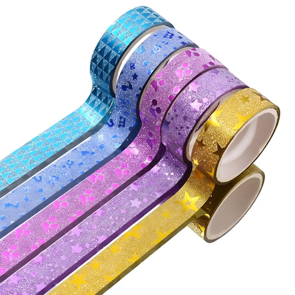 CCOCC 10 Rolls Glitter Washi Tapes No Trace Color Masking Tapes DIY Nail Art Stationery Scrapbooking Decoration Adhesive Tapes School Supplies
