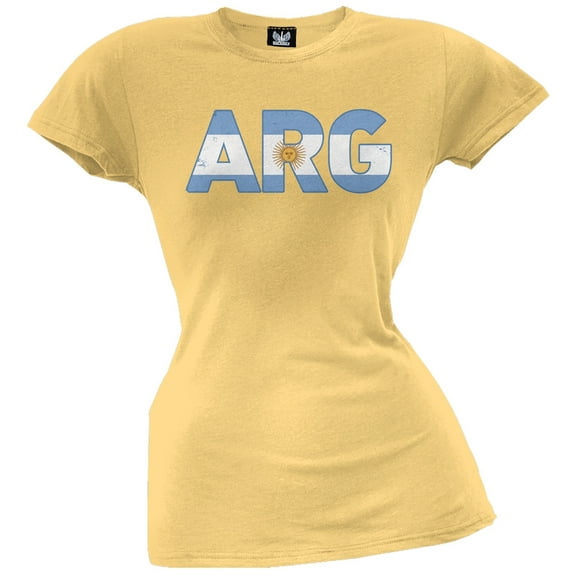World Cup ARG Argentina Distressed Juniors Yellow T-Shirt
