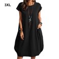 thumbnail image 1 of serony Robe en Polyester pour Femmes Sans Manches Ample Pull-Over Décontracté Respirant Mode Robes pour Filles Vêtements Noir 3TG, 1 of 5