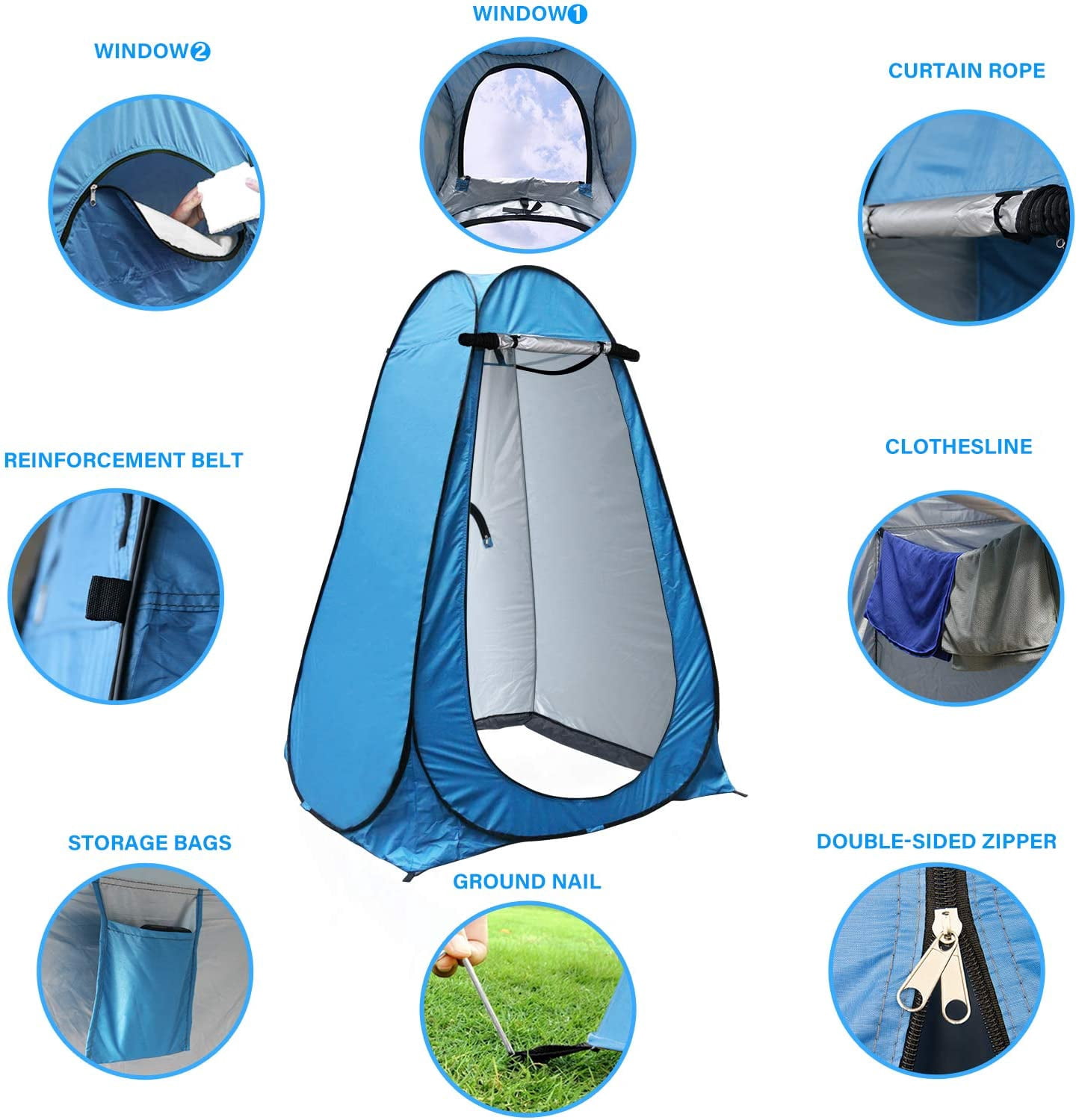 GVDV Pop up Shower Tent, Upgrade Privacy Tent, Portable Outdoor Camping Bathroom Toilet Tent Changing Dressing Room Privacy Shelters Room for Hiking and Beach Sun Shelter Picnic Fishing