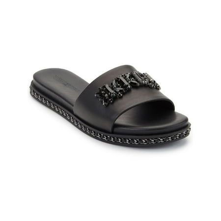 

Karl Lagerfeld Paris Womens Bijou Leather Embellished Flip-Flops