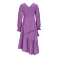 thumbnail image 5 of aohooy Renaissance Dress Women Ruffled Gothic Vintage Cowgirl Midi Dresses Irregular Hem Long Sleeve Sundress Western Outfit 2025 Purple,S, 5 of 8