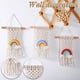 thumbnail image 1 of Tapices de pared de macramé tejido a mano • Decoración Boho de 20x25 pulgadas • Cuerda de algodón y madera de haya • Decoración de ventanas e interiores de pared • Arte único con colgantes, 1 of 3