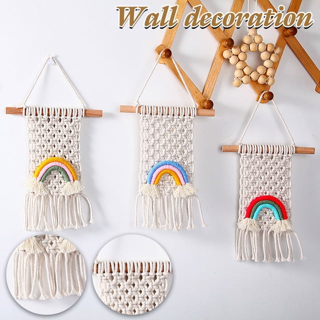Xihbxyly Colgante Tejido a Mano, Decoración Colgante de Cuerda de Algodón, Detalle de Clavo de Haya Importada, Artesanía Única Hecha a Mano, Decoración de Pared o Ventana Interior, Sala de Estar, Dor