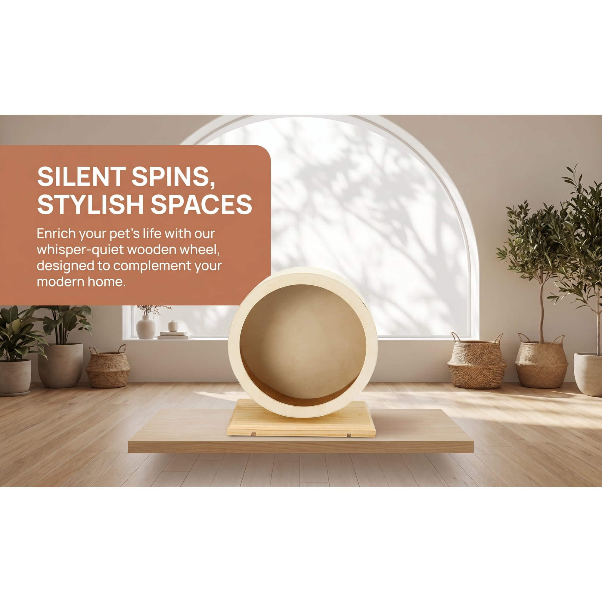 BESTYASH Pet Owners Silent Hamster Wheel Toy Wood Khaki Mute Design 1Pack