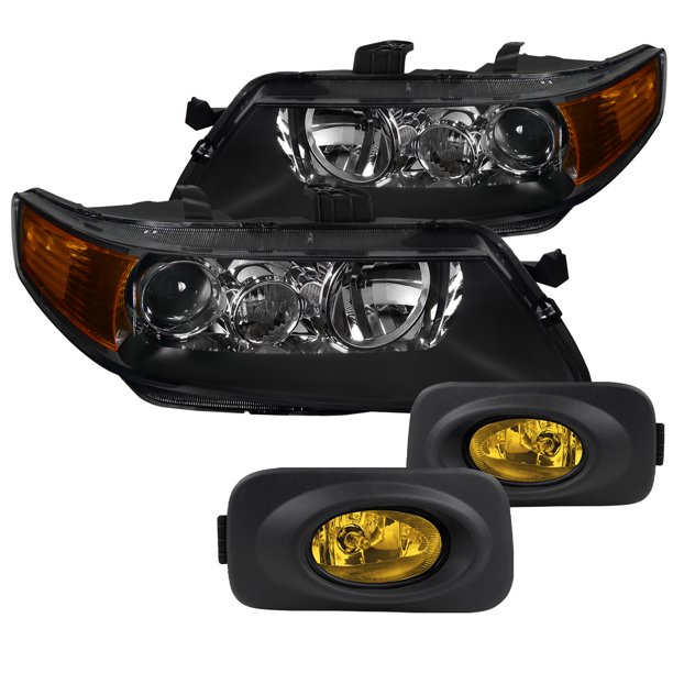 Spec D Tuning For Acura Tsx Black Diamond Headlights Amber Fog Bumper Lights Walmart Com