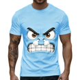 thumbnail image 2 of Dolkfu Blue Graphic&nbsp;Tees Pull-On Short Sleeve Artistic Crew Neck Tops Modern Refined Printed T-Shirts Sky Blue,Xl, 2 of 5