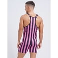 thumbnail image 6 of Zaldita Men's Striped Wrestling Singlet Bodysuits Swimsuit One Piece Sleeveless Gymnastic Sports Hot Pink L, 6 of 7