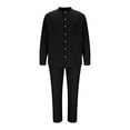 thumbnail image 6 of QATAINLAV Mens 2 Piece Linen Outfits Long Sleeve Button Down Shirts and Loose Wide Leg Pants Set Summer Beach Vacation Clothes Black L Ofertas Relampago de Hoy, 6 of 9
