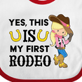 thumbnail image 4 of Inktastic Yes, This is My First Rodeo- Cowgirl in Hat and Boots Girls Baby Bib, 4 of 4