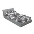 thumbnail image 2 of Camouflage Fitted Sheet & Pillow Sham Set, Monochrome Attire Pattern Camouflage Inside Vegetation Fashion Design Print, Decorative Printed 4 Piece Bedding Decor Set, Twinxl, Grey Coconut, by Ambesonne, 2 of 3