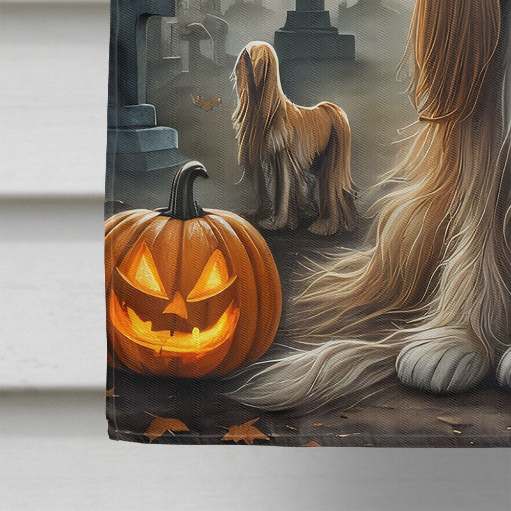 Halloween Afghan Hound Dog House Flag 28x40IN Double-Sided Polyester Decorative Sleeve Pole Flag for Outdoor Home Garden