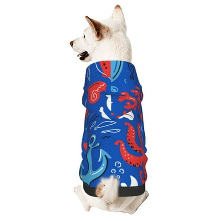 Haiem Nautical Animals for Winter Dog Hoodie Sweatshirts with Pockets Warm Dog Clothes for Small Dogs Chihuahua-Small