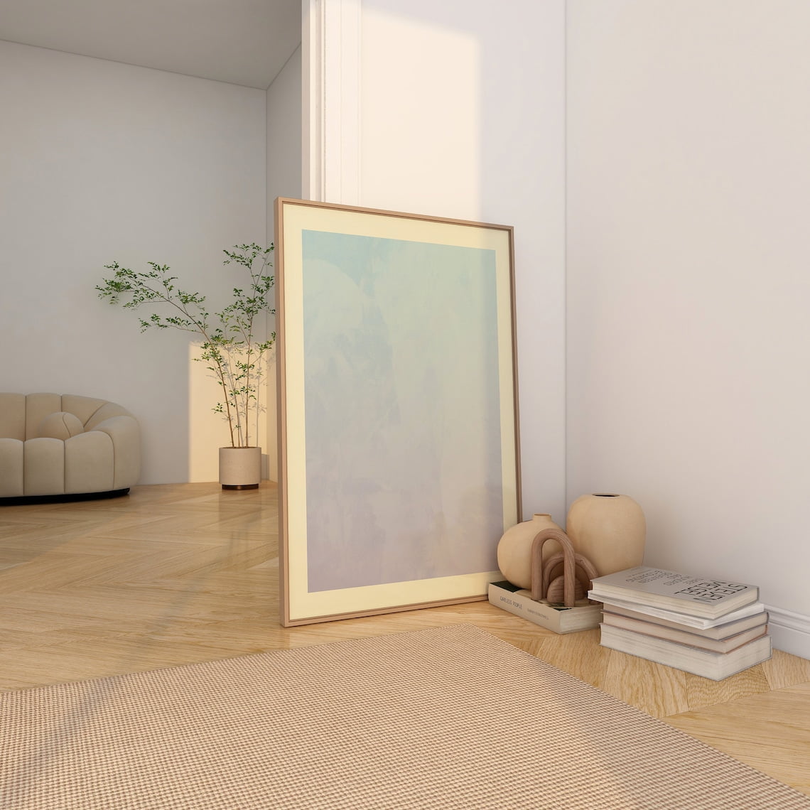 Blue Sky Gradient Color Wall Art Minimal Apartment Modern Bedroom Room Decor Decorative Accent For Home Unframed Paper Print