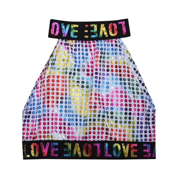 Gibobby Blusas Holgada Cheerleaders Chaleco con estampado de para niños, vestido de actuación, vestido de foto de graduación, vestido de baile de con lentejuelas (Blanco, 9-10 Años)