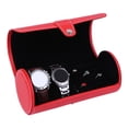 thumbnail image 3 of Caja de reloj, caja de material cuero ranuras para almacenamiento y exhibición de regalos de cumpleaños rojo, 3 of 9