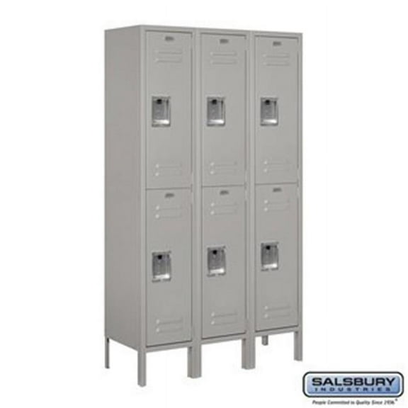 Salsbury  12 in. x 5 ft. x 12 in. 3 Wide Double Tier Standard Metal Locker - Gray - Unassembled