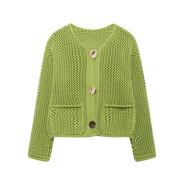 TRAF Otoño Invierno cárdigans de punto para mujer Casual botón de manga larga suéter femenino 2024 moda cárdigans sueltos para mujer abrigo