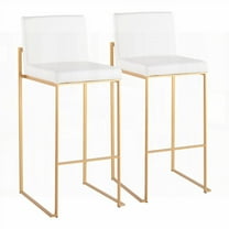 Modern Gold & White Bar Stools - Set of 2 with High Back & Comfort