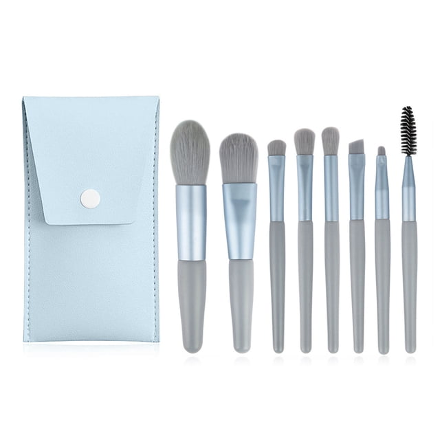 Juego de 8 brochas de maquillaje para base, corrector, sombras de ojos y rubor, con bolsa de almacenamiento.