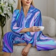 thumbnail image 6 of Bingfone Womens Pajama Sets Swirl Blue And Purple Print,Long Sleeve Loungewear Pajamas Set-Medium, 6 of 8