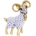 thumbnail image 1 of Rhinestone Sheep Brooch Pin with Pearls Decoration for Dress Shawl Coat Hat Bag Multi, 1 of 8