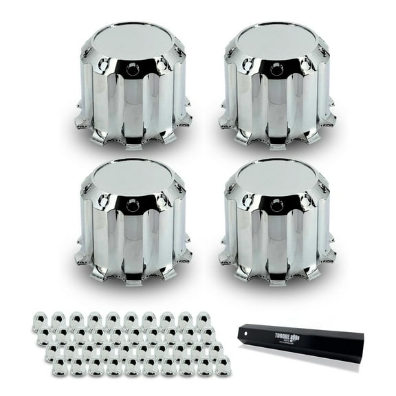 TORQUE 4 of Rear Axle Wheel Cover Luxury Hubcap 33mm Screw-On ABS Chrome Plastic for Semi Truck (Universal Fit) (TR632-TWC)