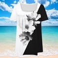 thumbnail image 4 of Frostluinai Womens Plus Size Tops Tunic Short Sleeve Floral Shirts Square Neck Pleated Tshirts Casual Color Block Blouses Funny Shirts for Women, 4 of 5