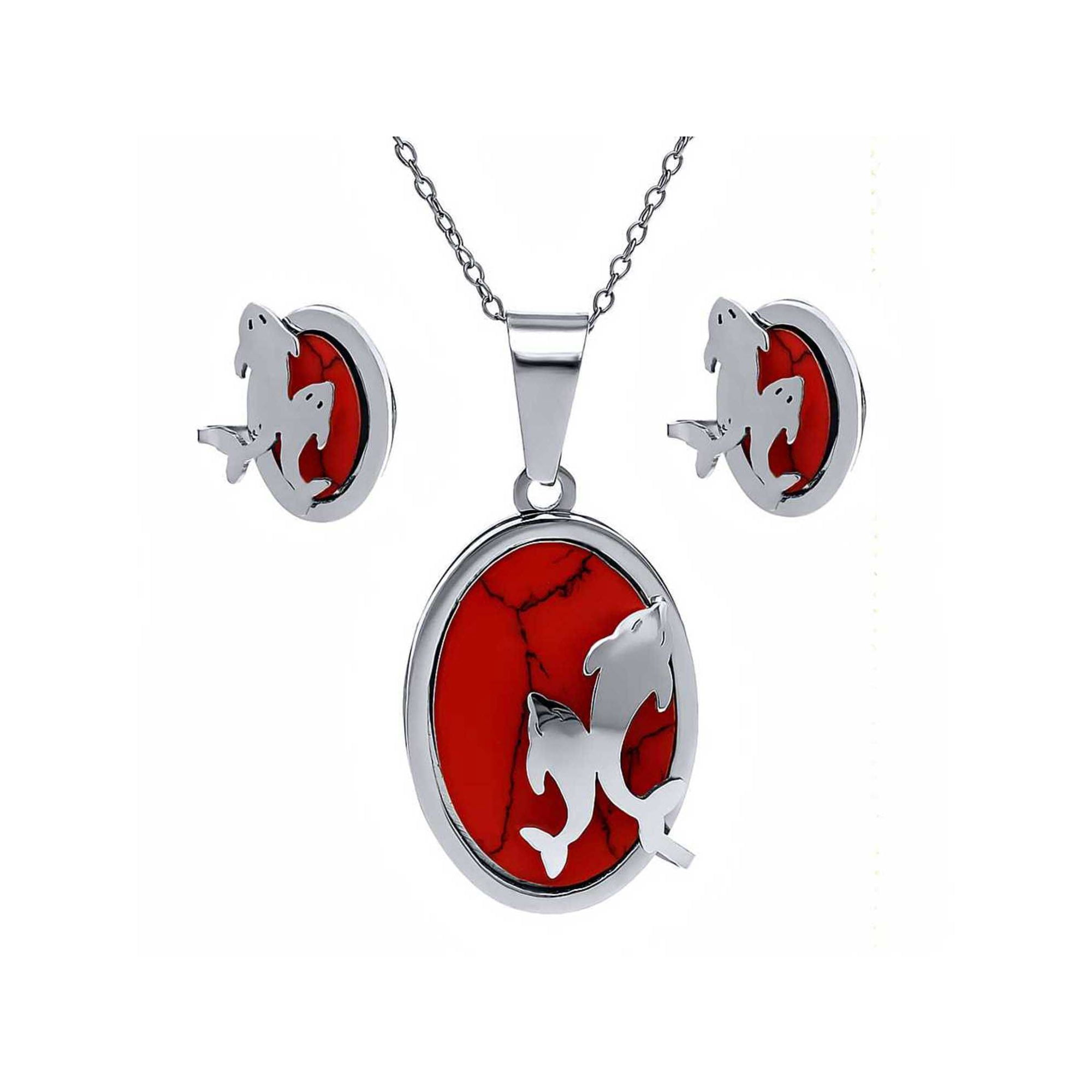 Gem Stone King Stunningly Beautiful Simulated Turquoise Silver Necklace and Earrings Jewelry Set