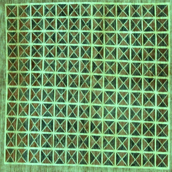 Ahgly Company Indoor Square Oriental Turquoise Blue Modern Area Rugs, 4' Square