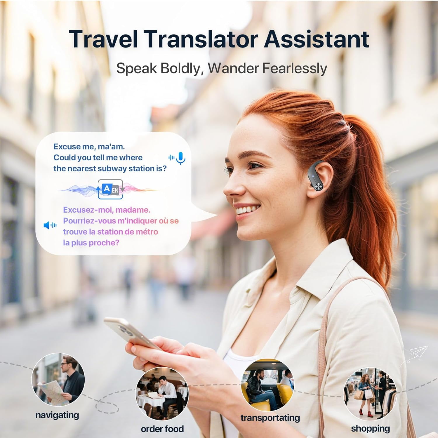 AI Translation Earbuds Real Time, 144 Languages 3-in-1 Wireless Headphones Noise Canceling Offline Mode 60H Playtime, Bulit in AI Assistant for Travel & Business Learning thumbnail 14