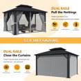 thumbnail image 5 of JolyDale 10' x 12' Outdoor Hardtop Gazebo, Aluminum Frame Double Galvanized Steel Metal Roof Canopy with Netting and Curtains for Garden, Patio, Lawns,Gray, 5 of 8