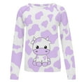 thumbnail image 4 of CEHVOM Womens Shirts Round-Neck Print Long Sleeve Tops Printed Regular Blouse Clearance, 4 of 5