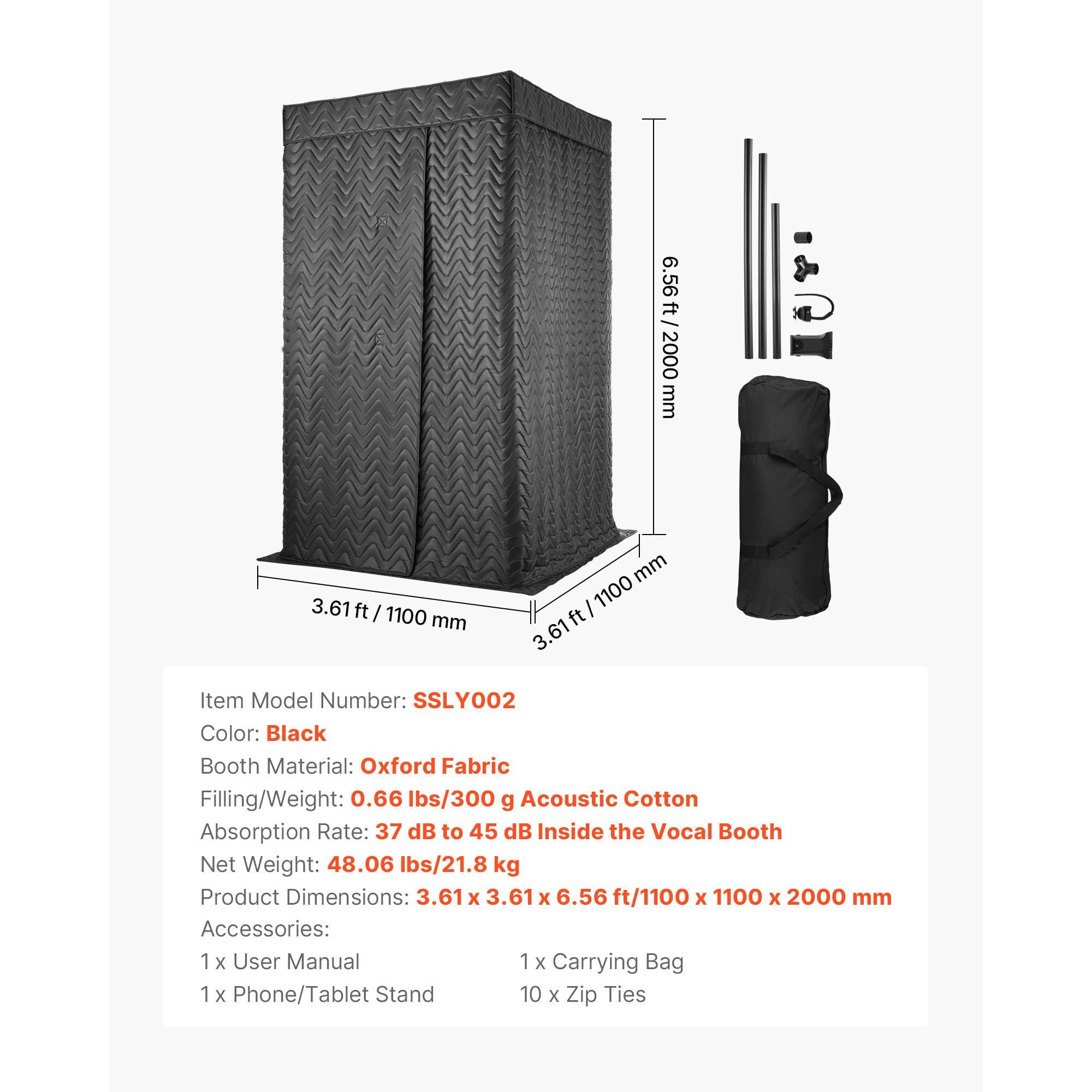 6.56ft Portable Vocal Booth Pro-Grade Recording Studio for Echo-Free Vocals