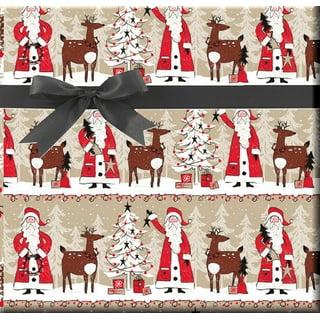 CLEARANCE Imperfect Holiday Gift Wrap Wrapping Paper Roll Reindeer Gift Wrap  Roll Grey Rustic Reindeer Floral Gift Wrap 
