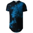 thumbnail image 1 of Mens Hip Hop Tie-Dyed Hipster Curve Hem T Shirt(Blue M), 1 of 3