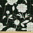thumbnail image 2 of Ambesonne Flower Fabric by the Yard Upholstery, Botany Peonies Illustration, 1 Yard, Charcoal Grey and White, 2 of 5