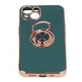 thumbnail image 4 of Funda para teléfono móvil para iPhone 13 con soporte de anillo chapado en purpurina de oro rosa, funda protectora ultrafina y flexible de TPU para teléfono, color verde noche oscuro, 4 of 12