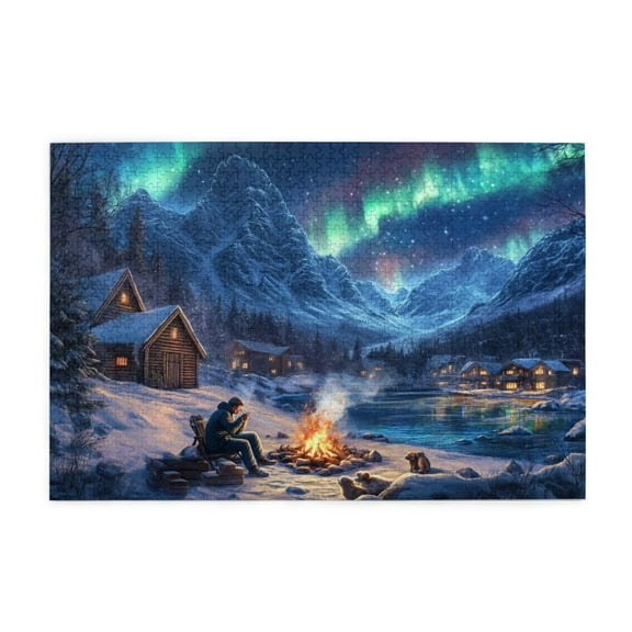 500 Piece Winter Aurora Night Jigsaw Puzzle Adult Puzzle Challenging & Fun Activity Home Decor Unique Artwork Great Gift Idea