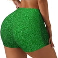 thumbnail image 2 of Fotbe Green Sparkling Shiny Seamless Shorts, Womens Workout Shorts High Waist Stretch Booty Short for Gym/Yoga/Running/Biking-Small, 2 of 9