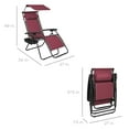 thumbnail image 3 of Best Choice Products Folding Zero Gravity Recliner Patio Lounge Chair w/ Canopy Shade, Headrest, Tray - Burgundy, 3 of 8